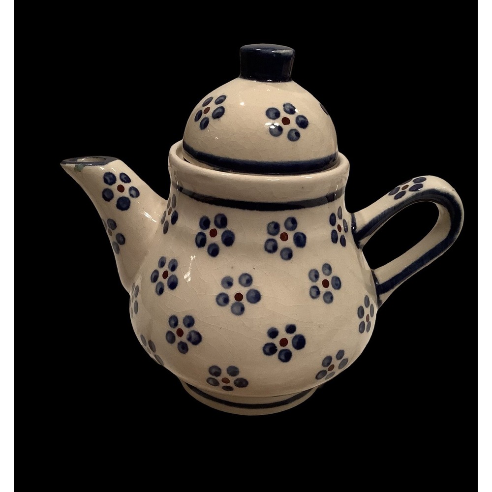Boleslawiec Polish Pottery Mini Teapot Collectable Petite Floral Pattern